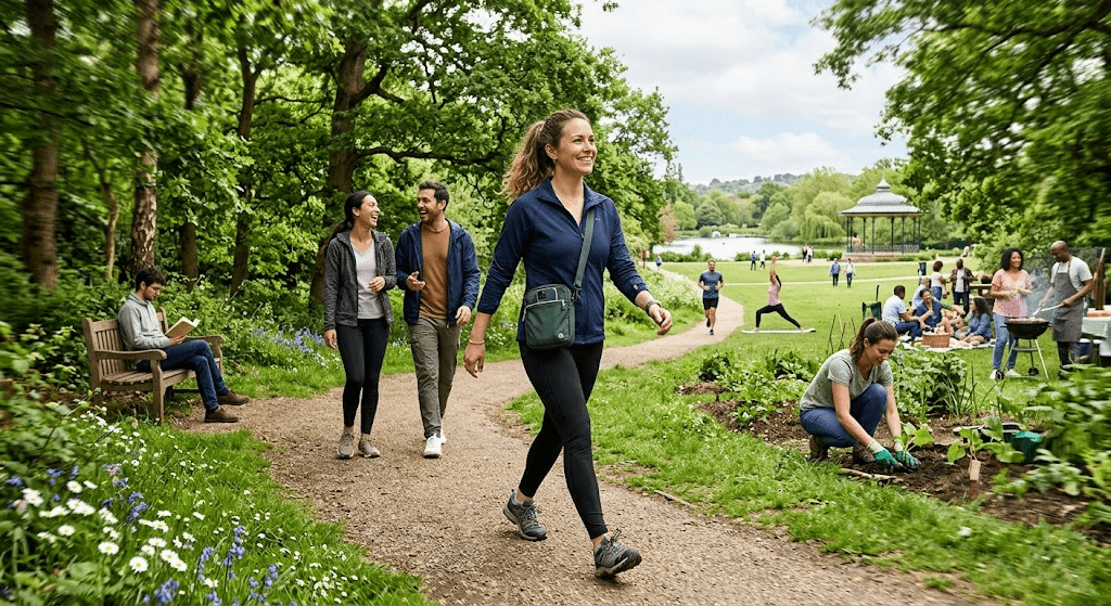 person outdoors walking through a green park person-outdoors-walking-through-a-green-park